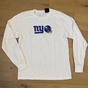 Zara White Long Sleeve Tee with Blue & Red NY Logo
